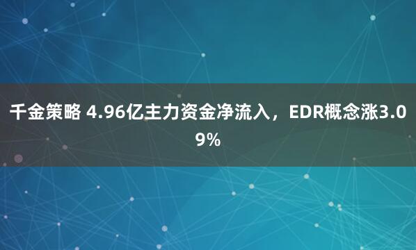 千金策略 4.96亿主力资金净流入，EDR概念涨3.09%
